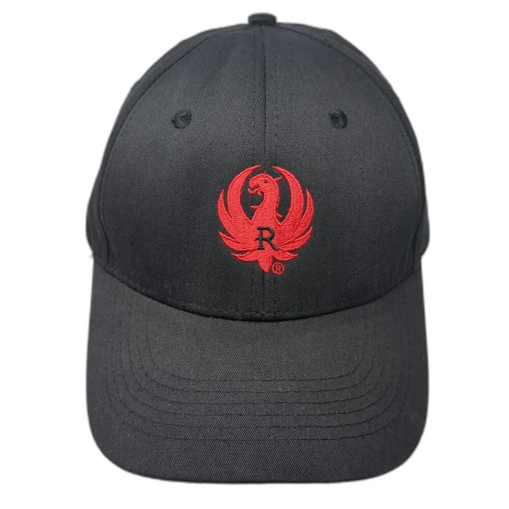 Ruger Baseball Cap Black Red One Size Strapback Embroidered Eagle Logo Hat
